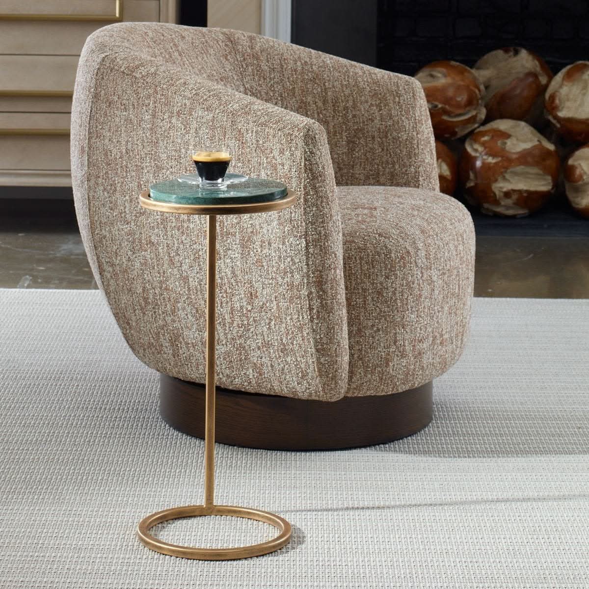 Keiichi Levitate Green Marble Side Table   Nicholas John Interiors