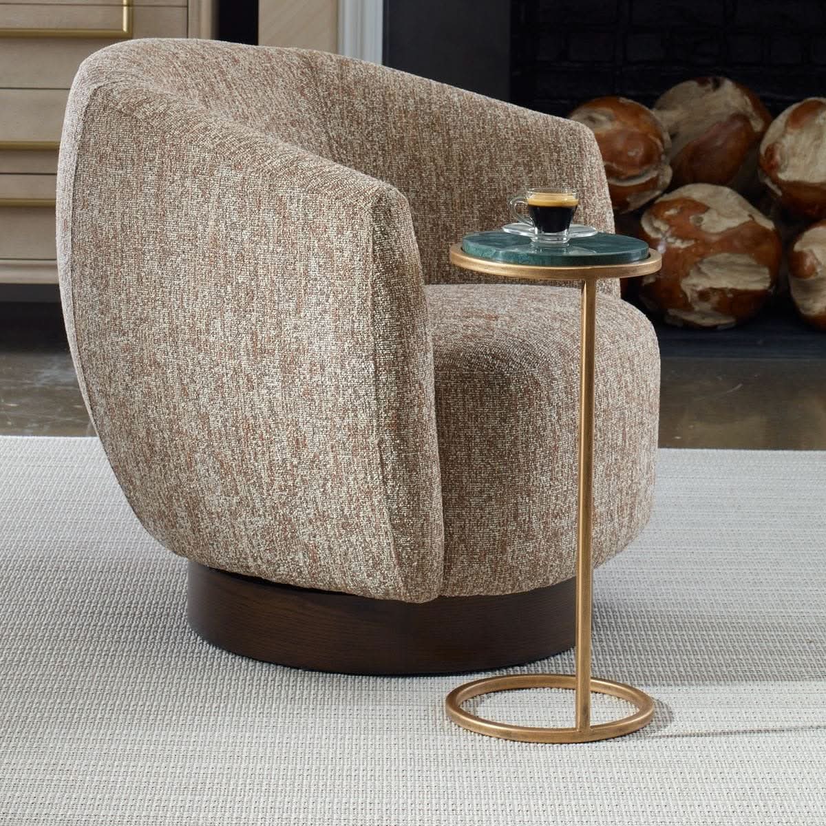 Keiichi Levitate Green Marble Side Table   Nicholas John Interiors