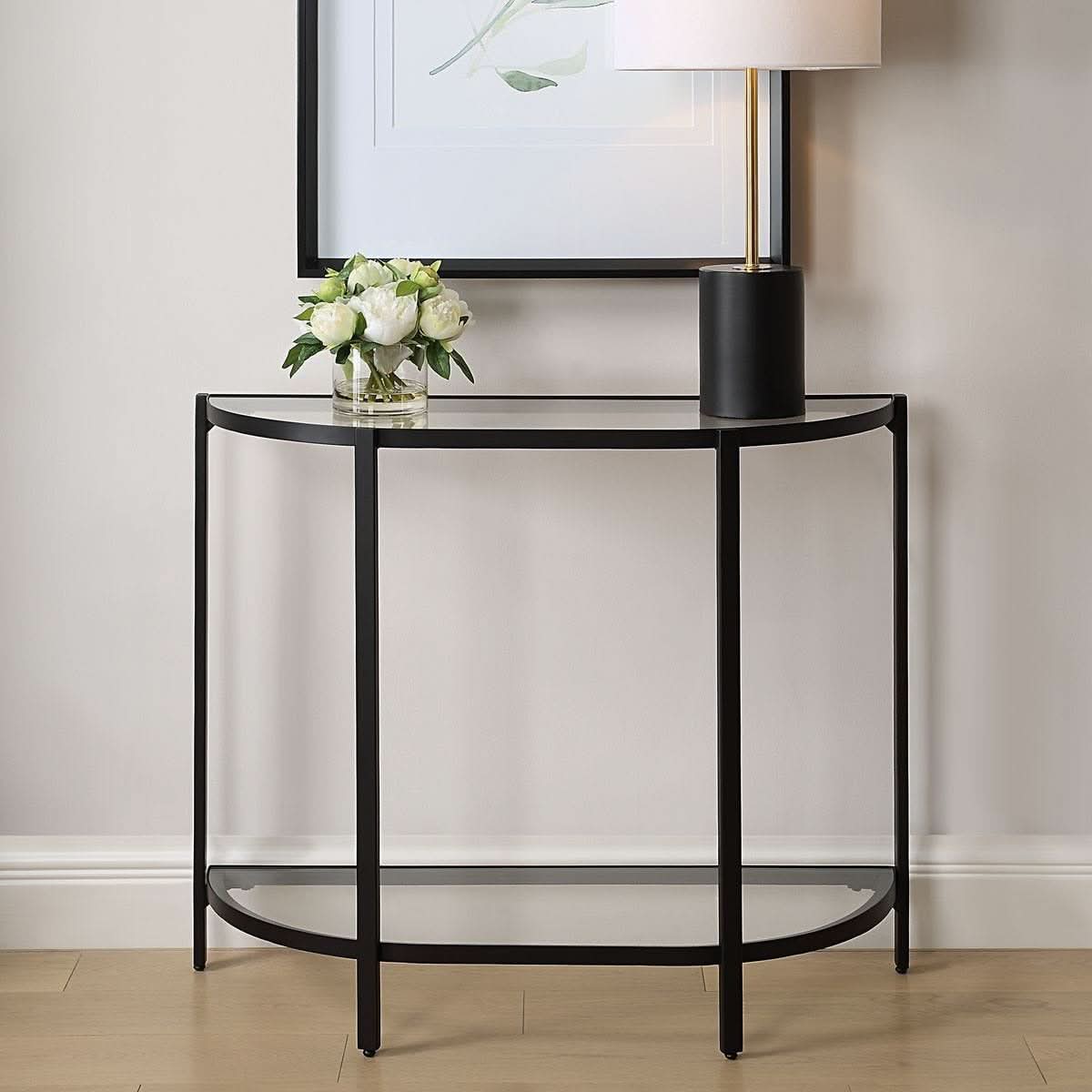 Keiichi Demilune Black Console Table   Nicholas John Interiors