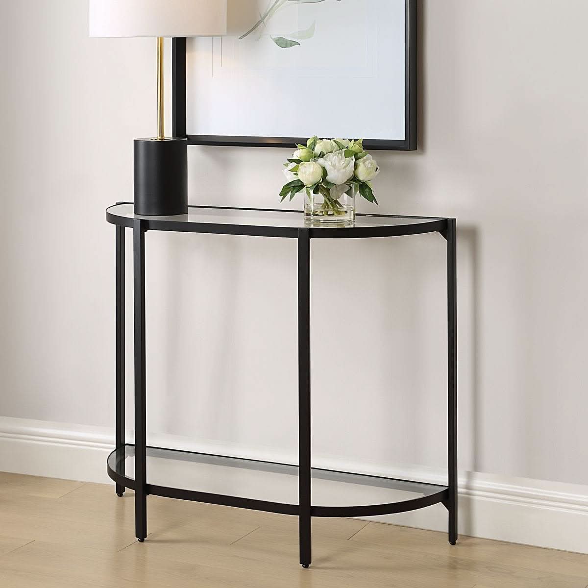 Keiichi Demilune Black Console Table   Nicholas John Interiors