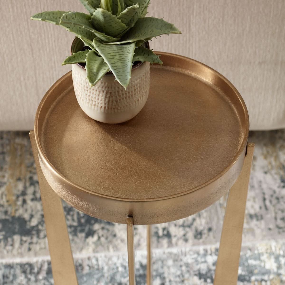 Keiichi Shelby Antique Brass Side Table   Nicholas John Interiors
