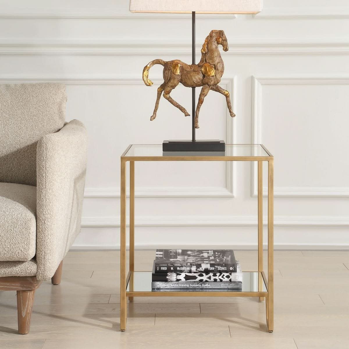 Keiichi Eleanor Two Tier Gold Side Table   Nicholas John Interiors