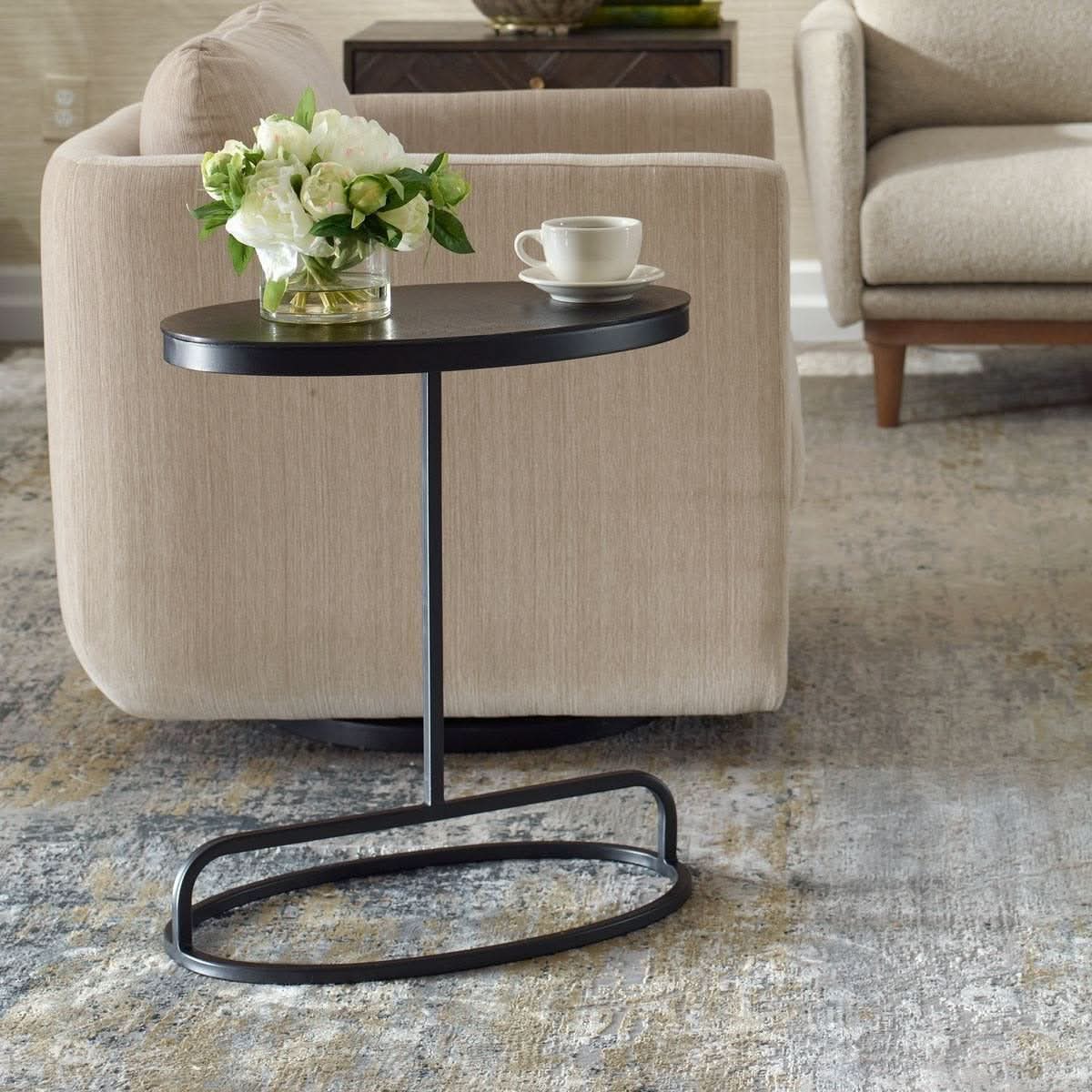 Keiichi Matisse Black Oval Side Table   Nicholas John Interiors
