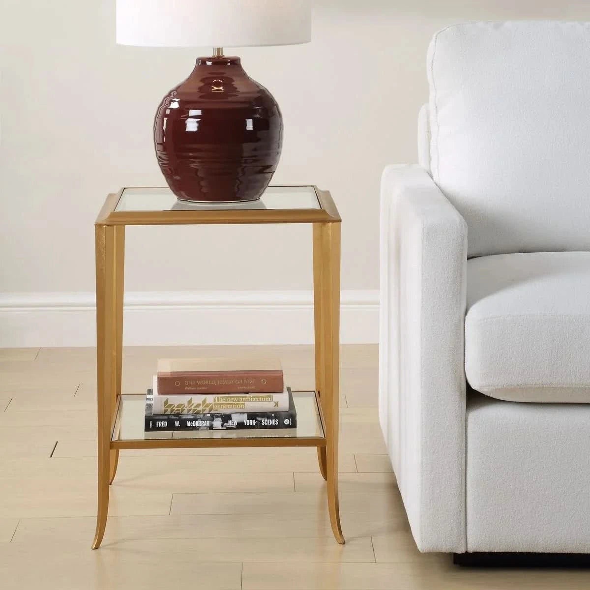 Keiichi Austen Square Gold Leaf Side Table   Nicholas John Interiors