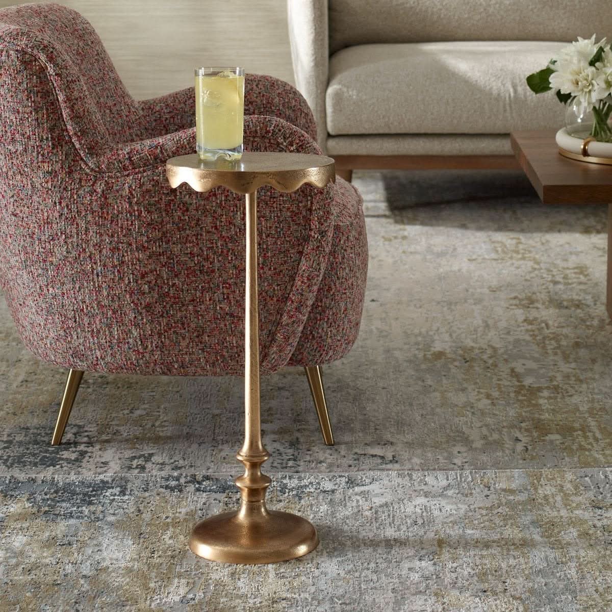 Keiichi Octavia Antique Brass Side Table   Nicholas John Interiors