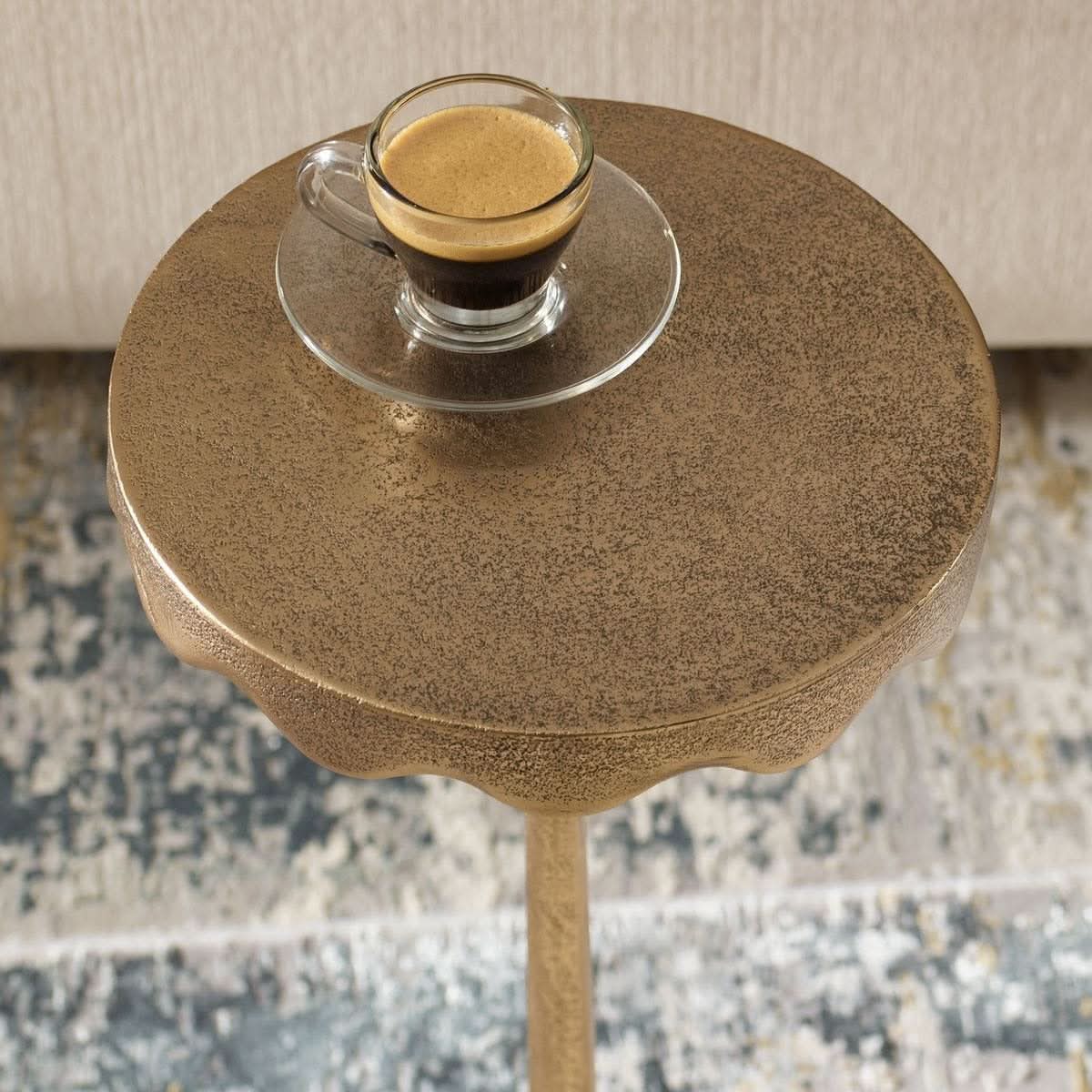 Keiichi Octavia Antique Brass Side Table   Nicholas John Interiors