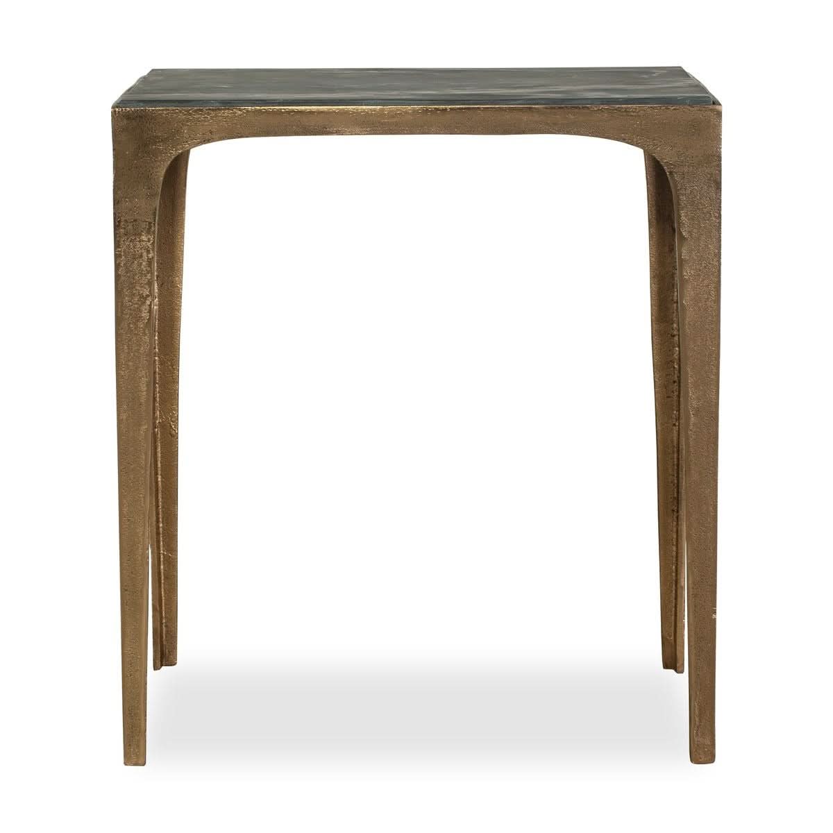 Keiichi Corbusier Marble & Brass Side Table   Nicholas John Interiors