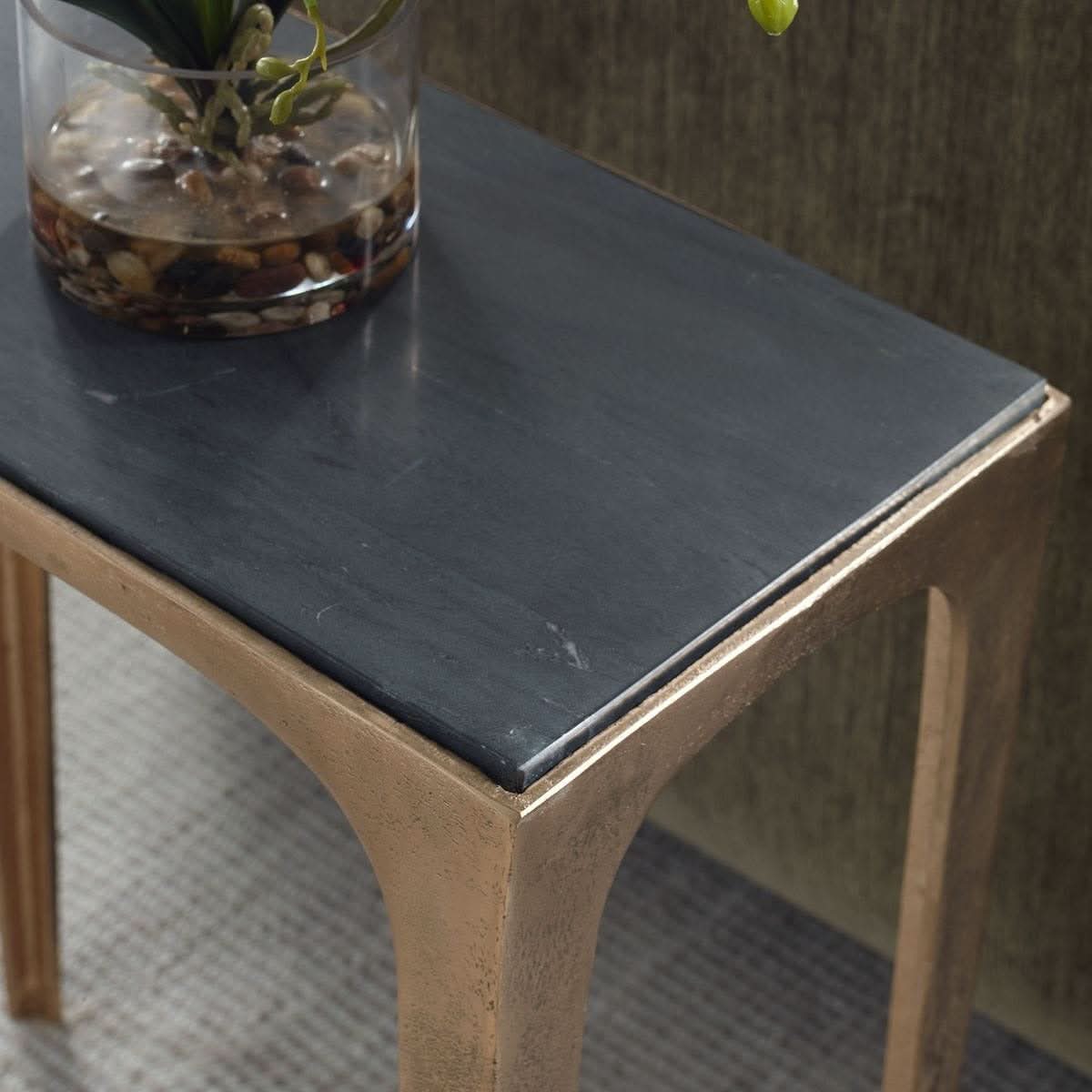 Keiichi Corbusier Marble & Brass Side Table   Nicholas John Interiors