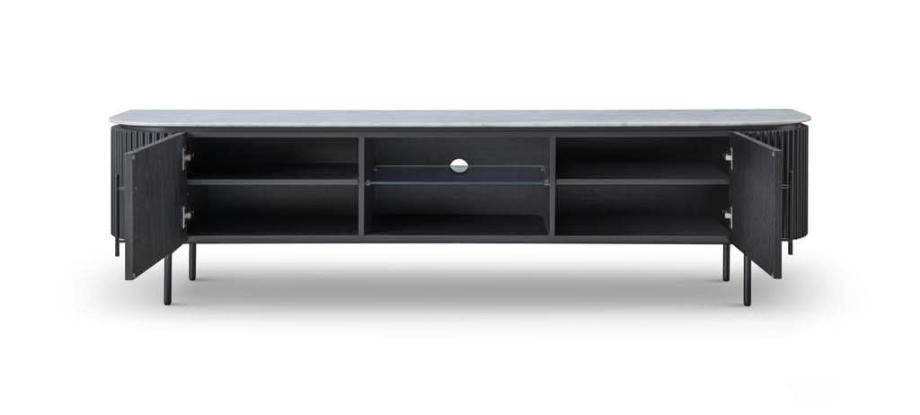 Tommy Franks Lantine Marble TV Unit in Black Oak   Nicholas John Interiors