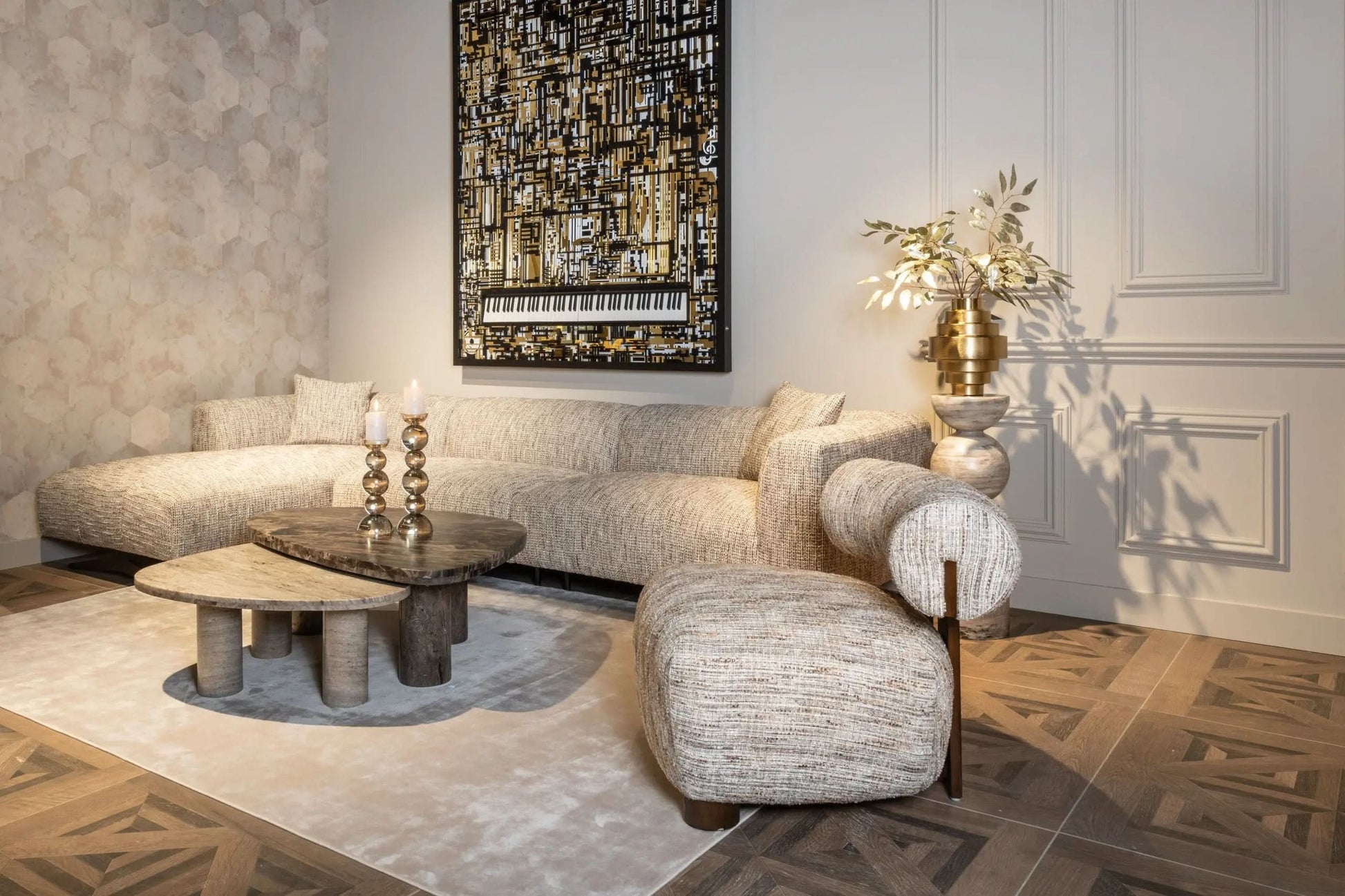 Wall art Wibi black/gold   Nicholas John Interiors
