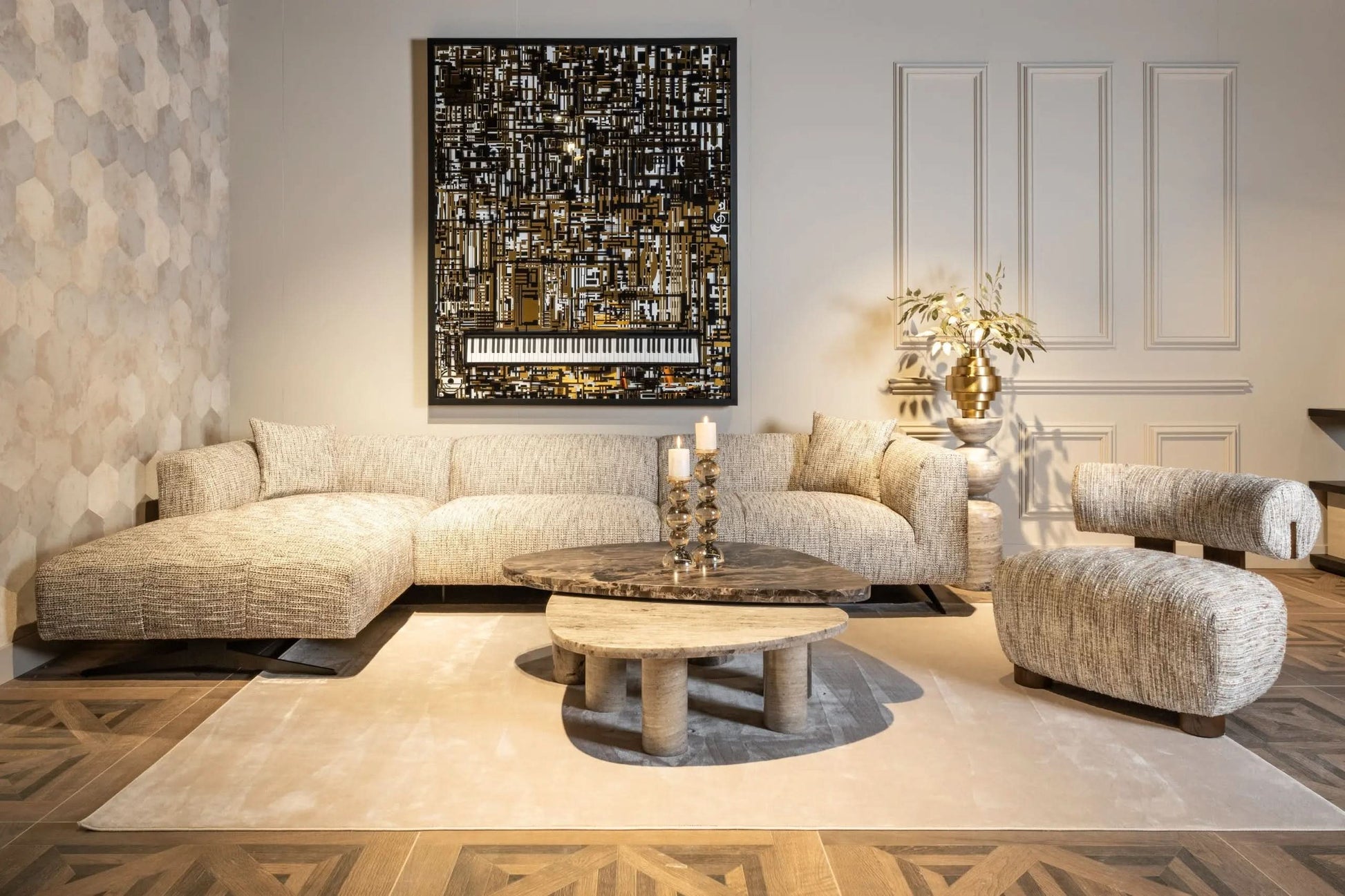 Wall art Wibi black/gold   Nicholas John Interiors