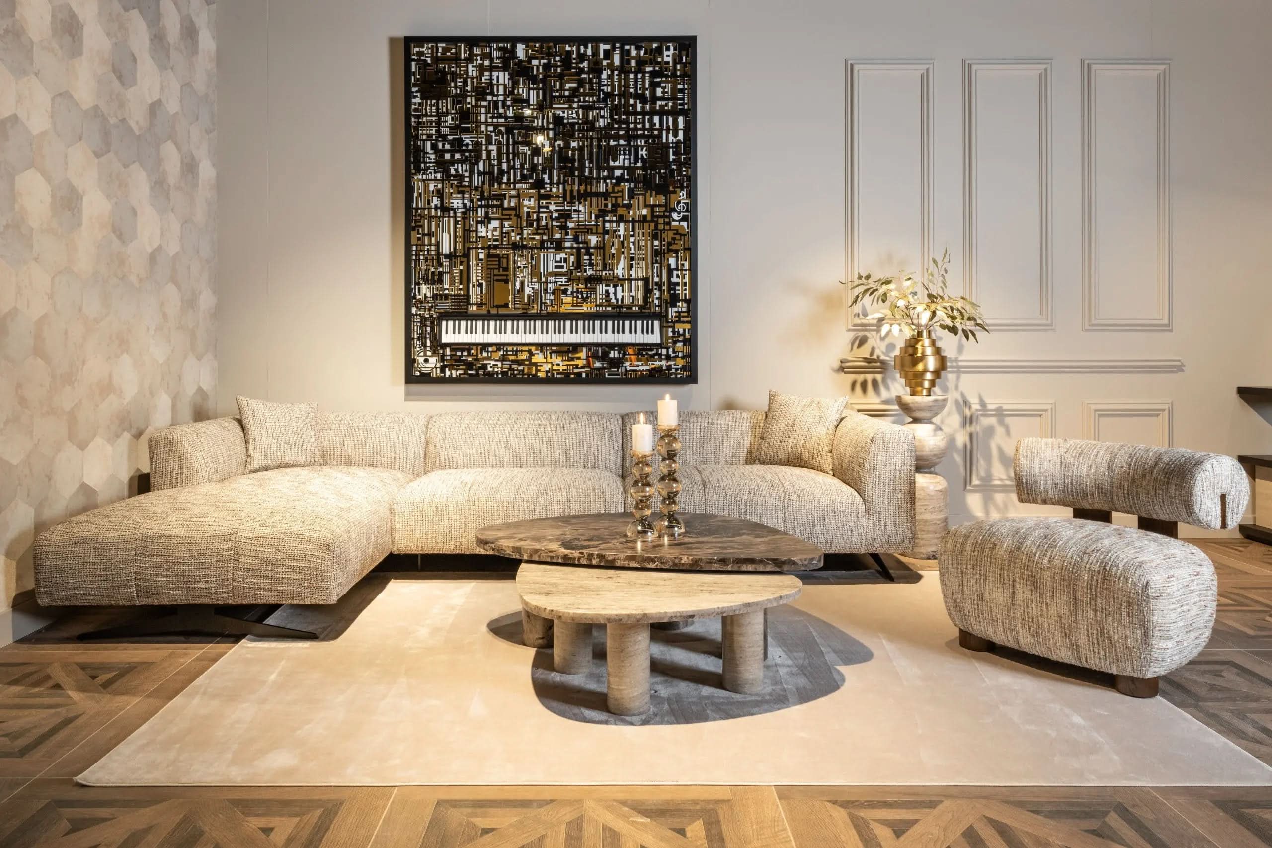 Wall art Wibi black/gold   Nicholas John Interiors