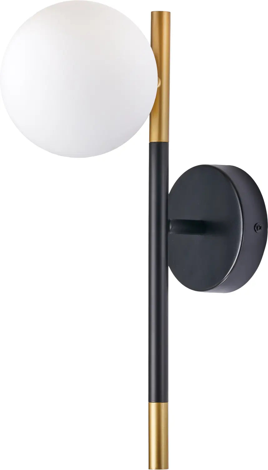 Wanda White Orb & Black Metal Wall Light  Nicholas John Interiors
