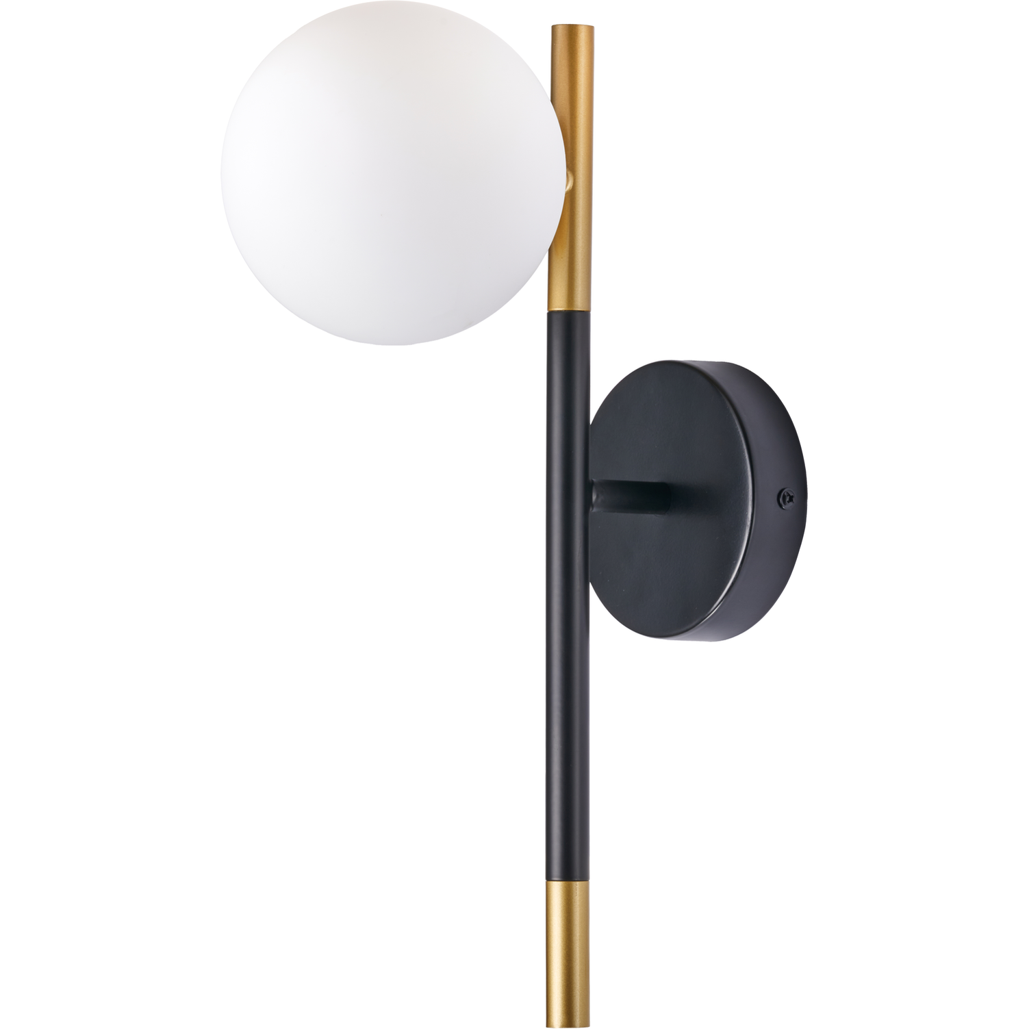 Wanda White Orb & Black Metal Wall Light  Nicholas John Interiors