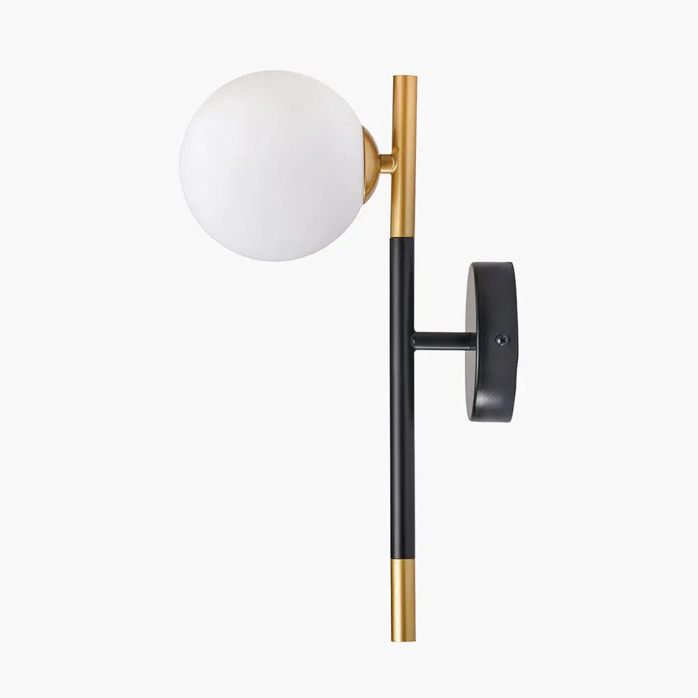 Wanda White Orb & Black Metal Wall Light  Nicholas John Interiors