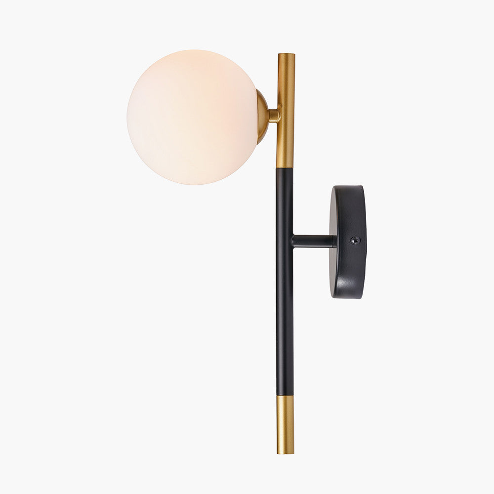 Wanda White Orb & Black Metal Wall Light  Nicholas John Interiors