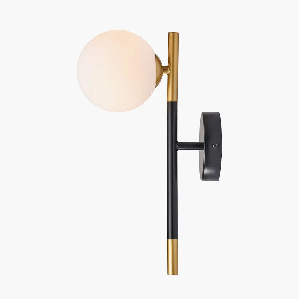 Wanda White Orb & Black Metal Wall Light  Nicholas John Interiors