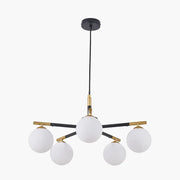 Wanda White Orb and Black Metal 5 Light Pendant  Nicholas John Interiors