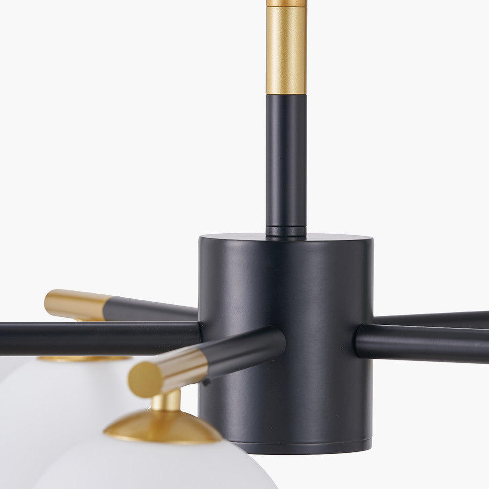 Wanda White Orb and Black Metal 5 Light Pendant  Nicholas John Interiors
