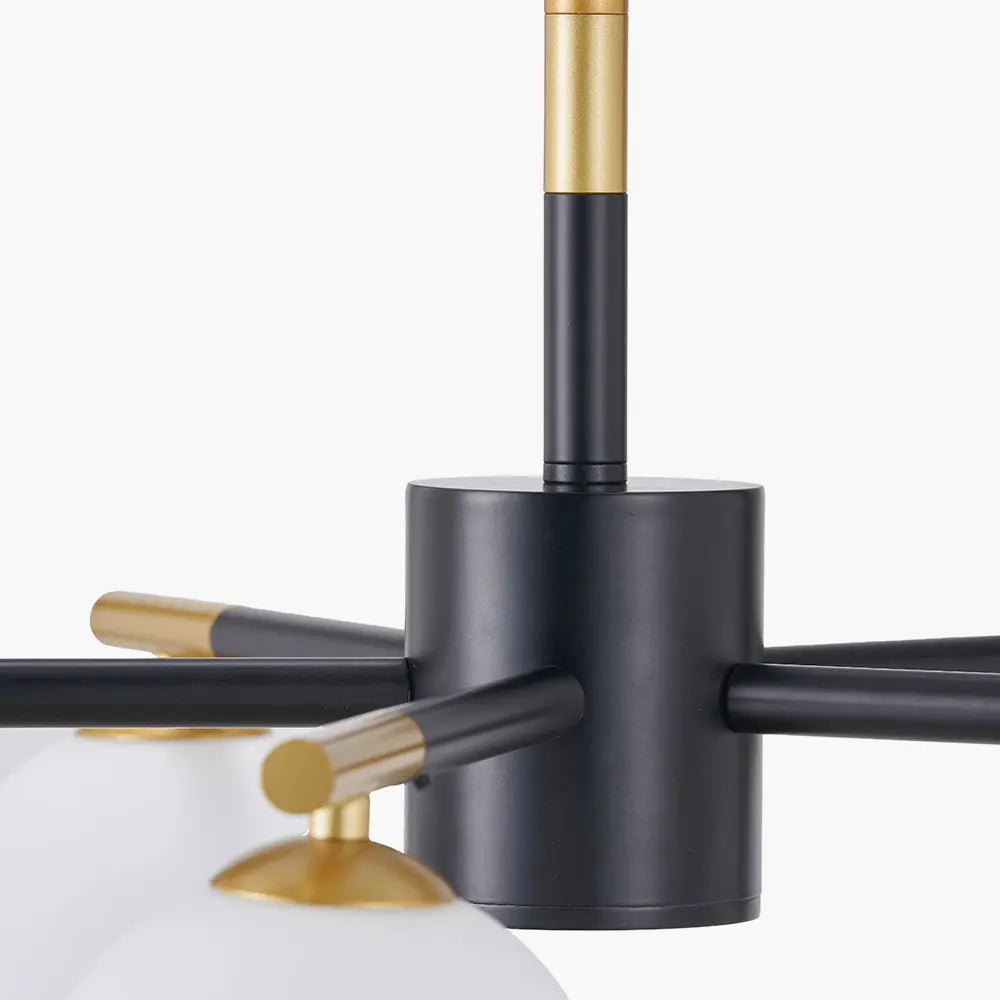 Wanda White Orb and Black Metal 5 Light Pendant  Nicholas John Interiors