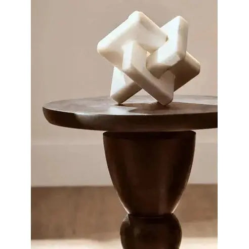 Watsa Black Finish Mango Wood Circle Column Detail Side Table   Nicholas John Interiors