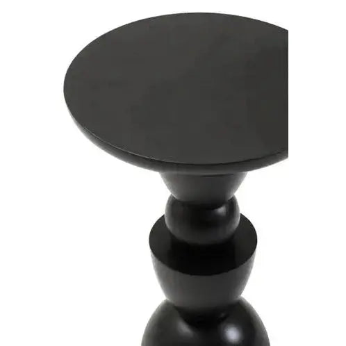 Watsa Black Finish Mango Wood Circle Column Detail Side Table   Nicholas John Interiors