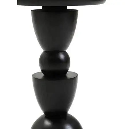 Watsa Black Finish Mango Wood Circle Column Detail Side Table   Nicholas John Interiors