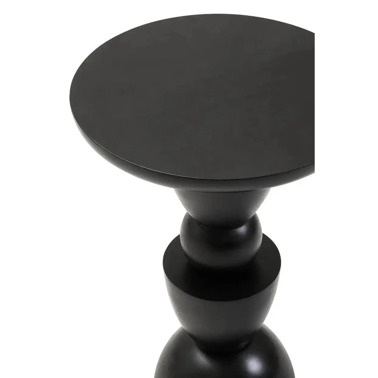 Watsa Black Finish Mango Wood Circle Column Detail Side Table   Nicholas John Interiors