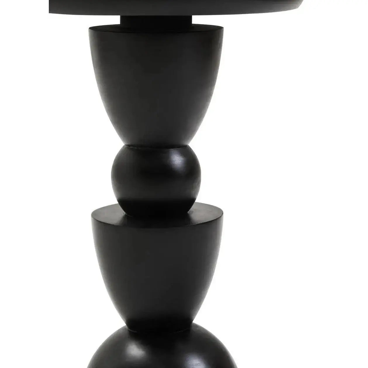 Watsa Black Finish Mango Wood Circle Column Detail Side Table   Nicholas John Interiors