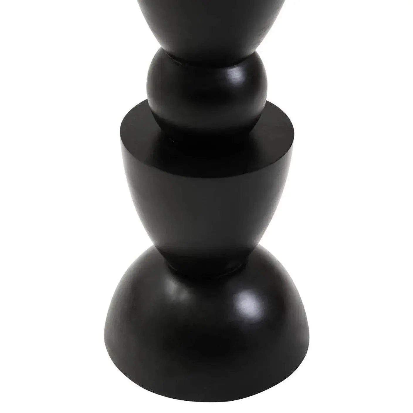 Watsa Black Finish Mango Wood Circle Column Detail Side Table   Nicholas John Interiors