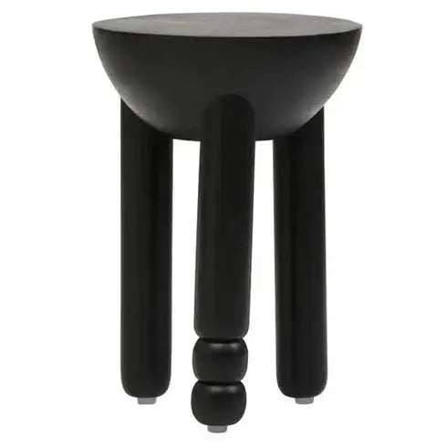 Watsa Black Finish Mango Wood Column Detail Round Side Table   Nicholas John Interiors