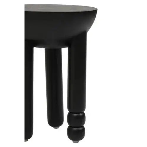 Watsa Black Finish Mango Wood Column Detail Round Side Table   Nicholas John Interiors