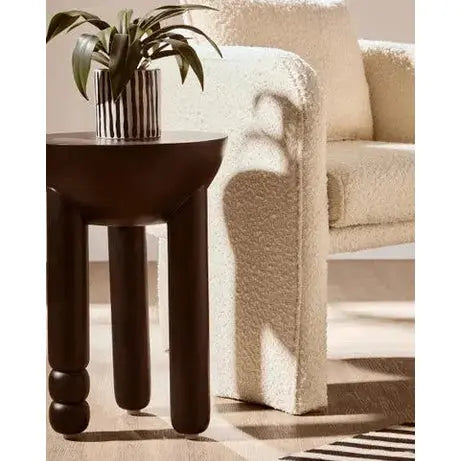 Watsa Black Finish Mango Wood Column Detail Round Side Table   Nicholas John Interiors