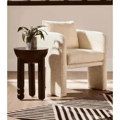 Watsa Black Finish Mango Wood Column Detail Round Side Table   Nicholas John Interiors