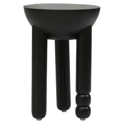 Watsa Black Finish Mango Wood Column Detail Round Side Table   Nicholas John Interiors