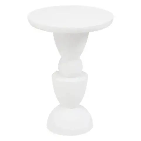 Watsa Whitewash Mango Wood Circle Column Detail Side Table   Nicholas John Interiors