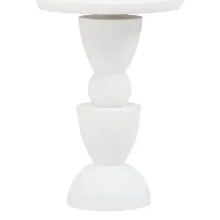 Watsa Whitewash Mango Wood Circle Column Detail Side Table   Nicholas John Interiors