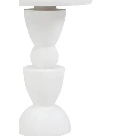Watsa Whitewash Mango Wood Circle Column Detail Side Table   Nicholas John Interiors