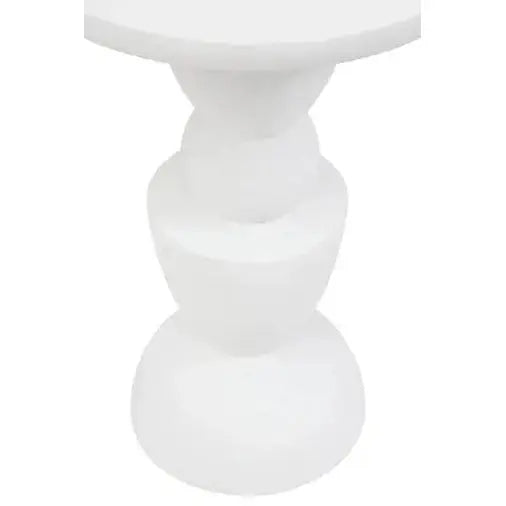 Watsa Whitewash Mango Wood Circle Column Detail Side Table   Nicholas John Interiors