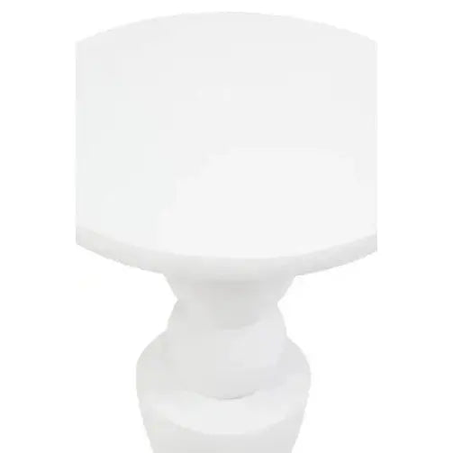 Watsa Whitewash Mango Wood Circle Column Detail Side Table   Nicholas John Interiors