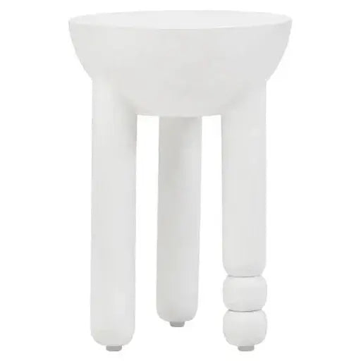 Watsa Whitewash Mango Wood Column Detail Round Side Table   Nicholas John Interiors