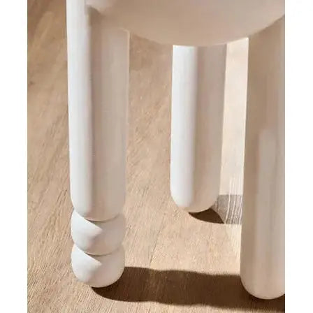 Watsa Whitewash Mango Wood Column Detail Round Side Table   Nicholas John Interiors