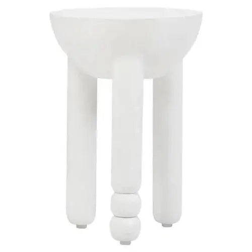 Watsa Whitewash Mango Wood Column Detail Round Side Table   Nicholas John Interiors
