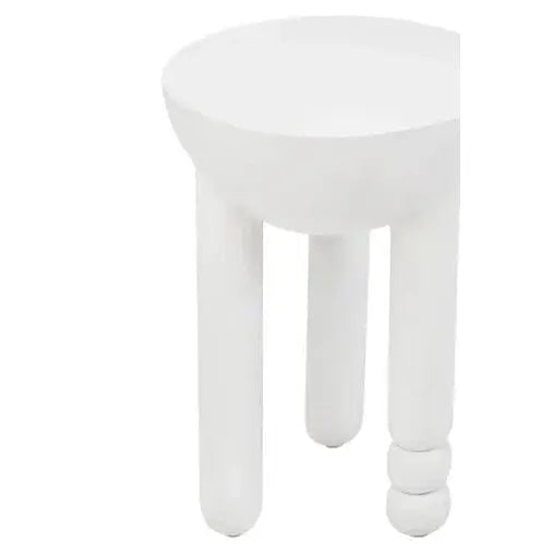 Watsa Whitewash Mango Wood Column Detail Round Side Table   Nicholas John Interiors