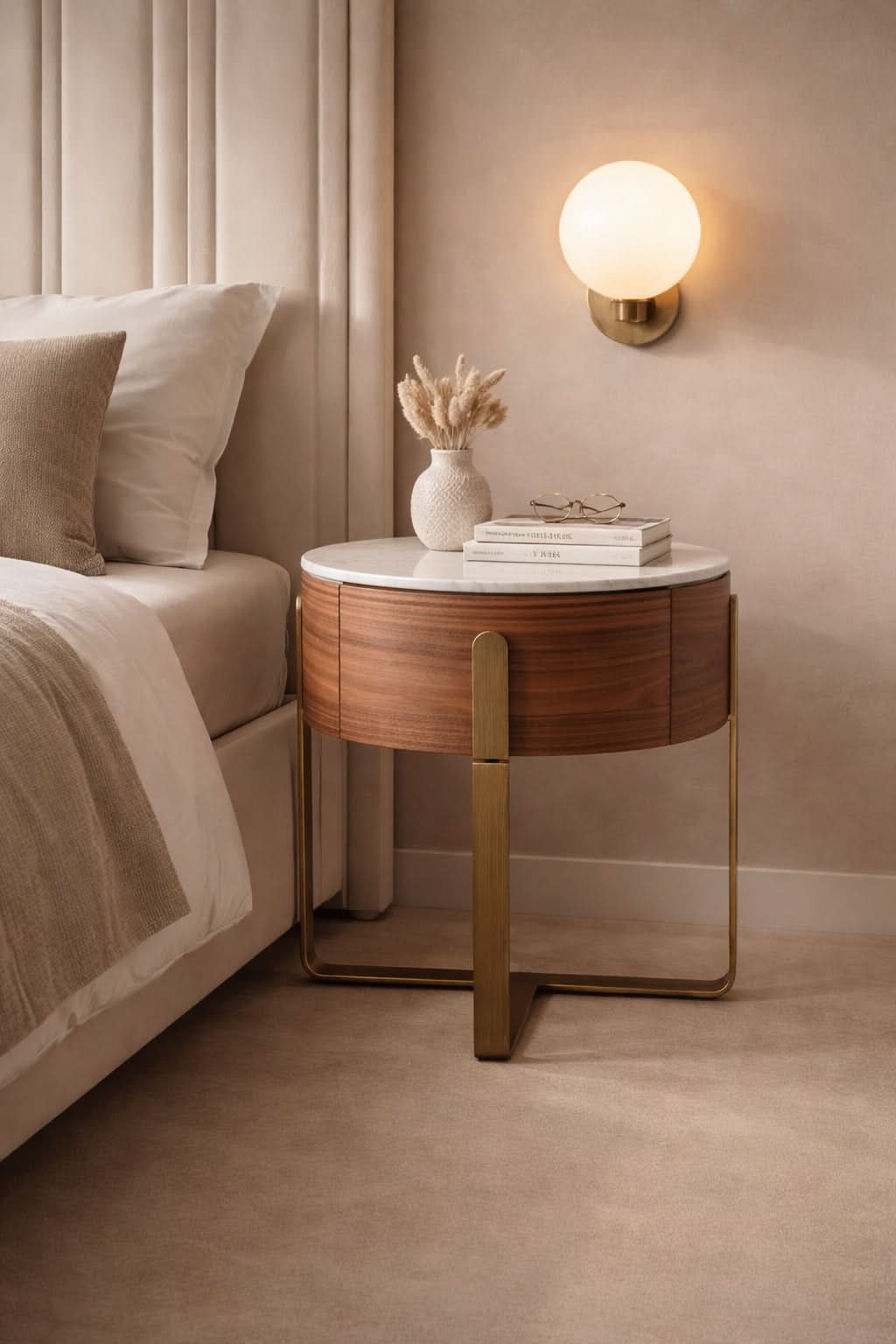Aurelia Round Bedside Table   Nicholas John Interiors