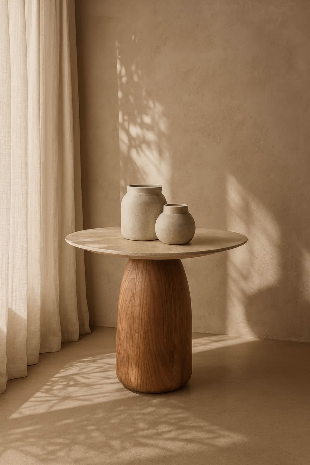 Tommy Franks Basilca Side Table - Walnut Travertine   Nicholas John Interiors