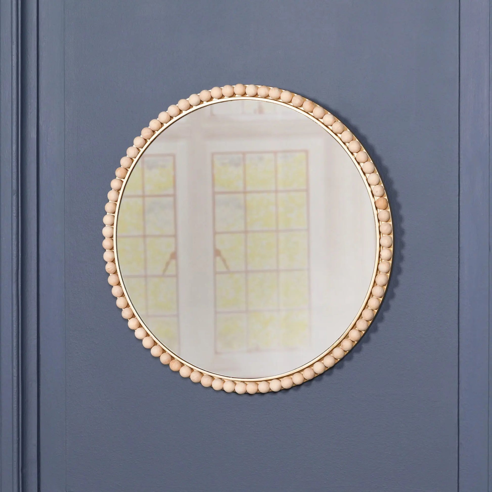 Wooden Bobble Round Wall Mirror   Nicholas John Interiors