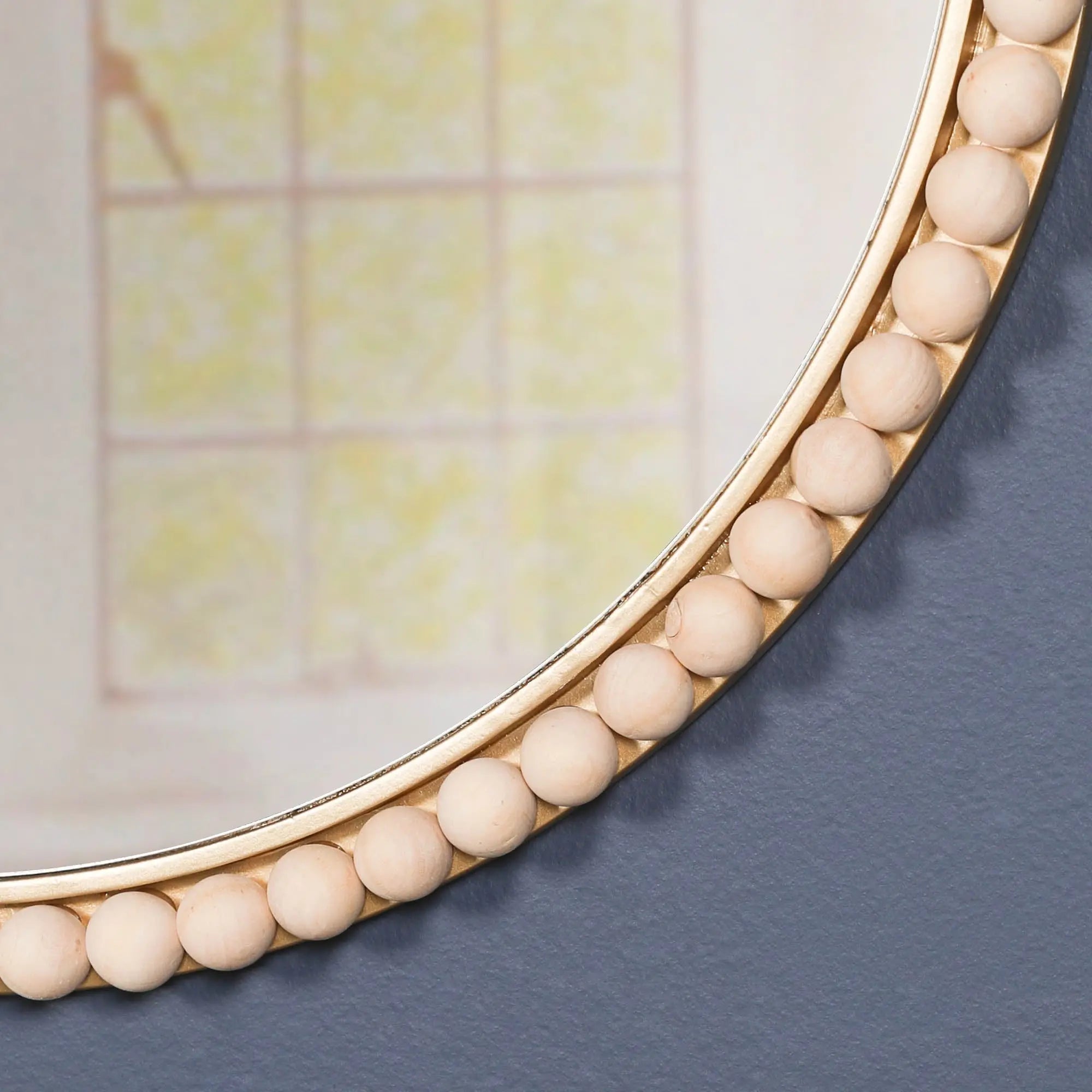 Wooden Bobble Round Wall Mirror   Nicholas John Interiors