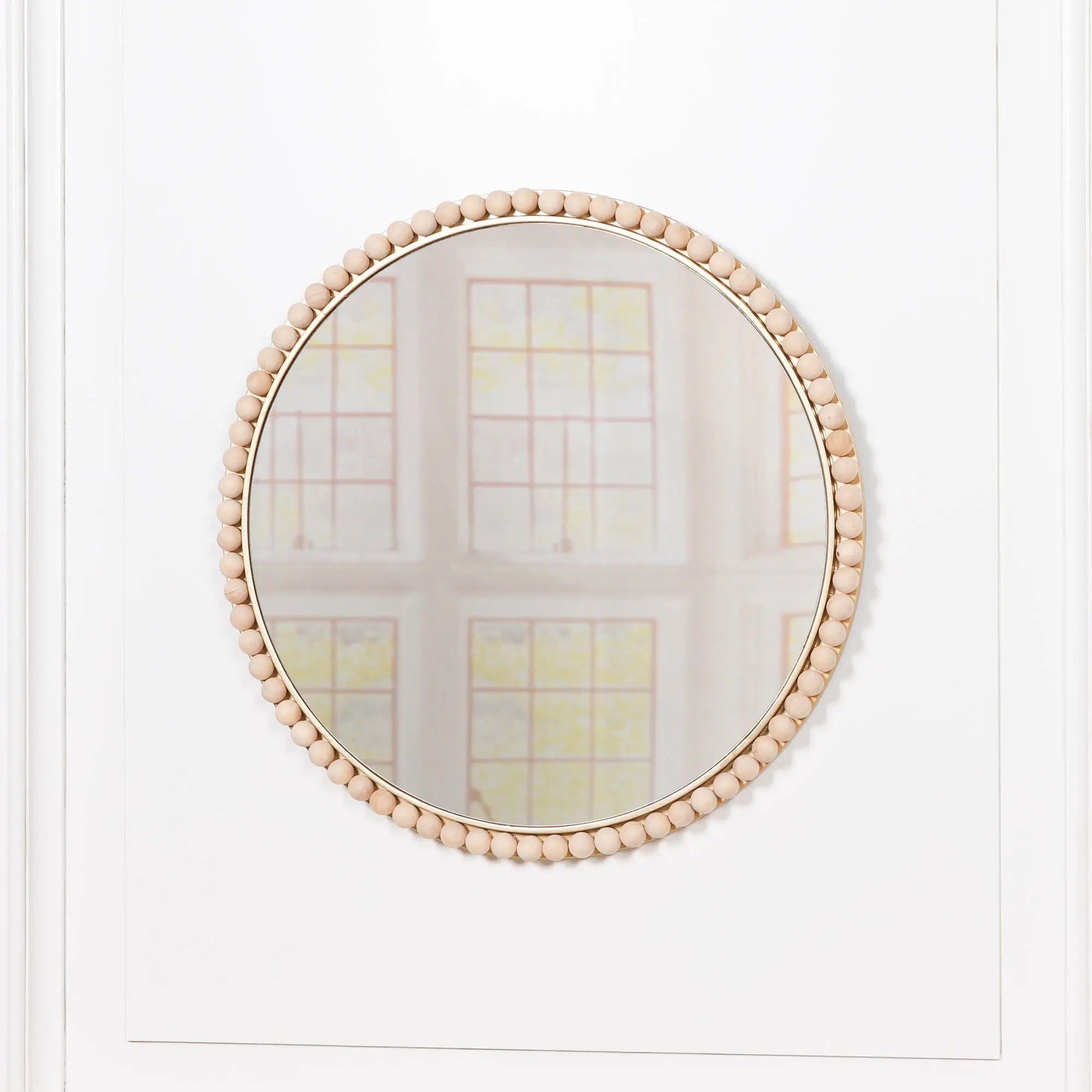 Wooden Bobble Round Wall Mirror   Nicholas John Interiors