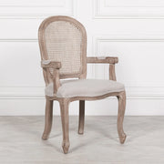 Wooden Carver Louis Upholstered Dining Arm Chair   Nicholas John Interiors